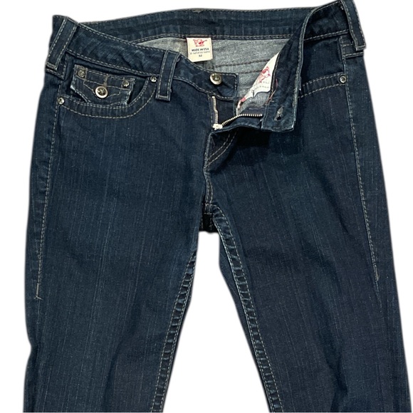 True Religion Julie Straight Jeans SZ 32 Dark Wash 35” Inseam Tall - Picture 4 of 12